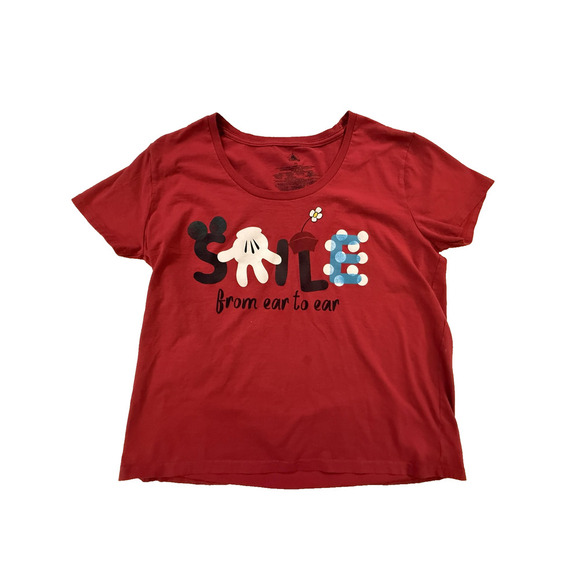 Disney Shirt Womens 2XL Smile From Ear To Ear Mickey Minnie Mouse Graphic Tee - Picture 1 of 5